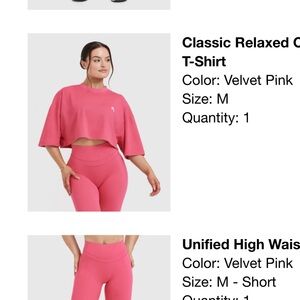 Oner Active Velvet Pink Cropped Relaxed T-Shirt